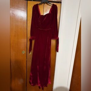 Elegant Red Velvet Dress